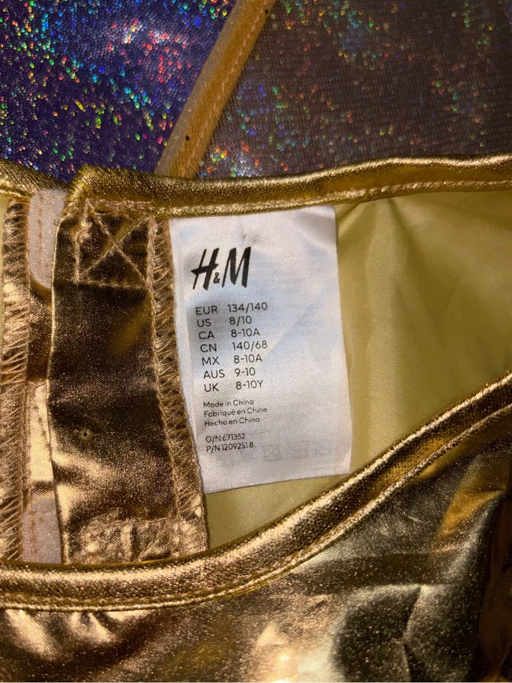 H&M Girls Gold Dress With Wings Costume